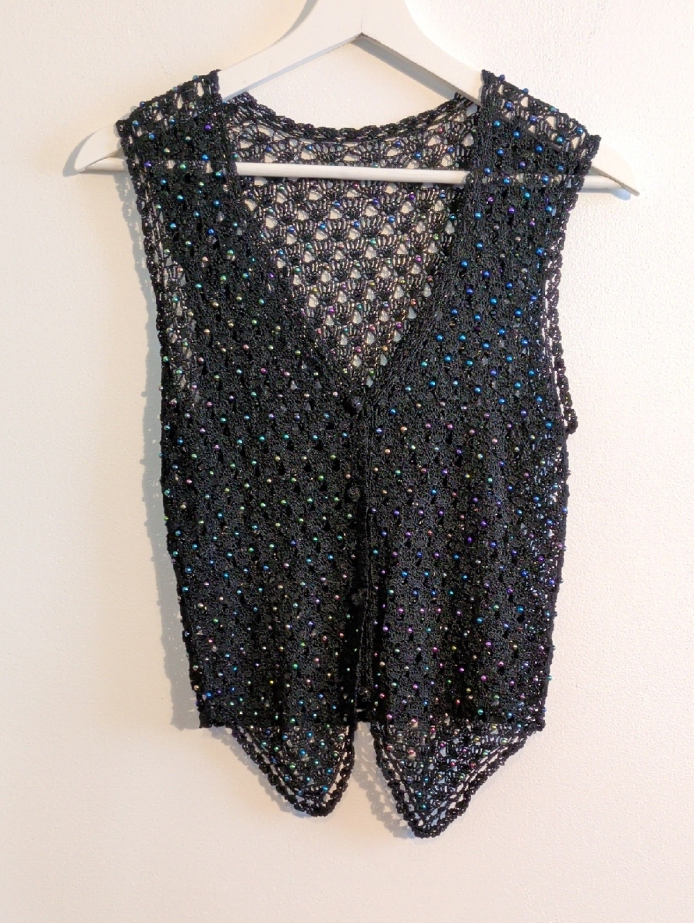BEADED CROCHET VEST - unbranded
